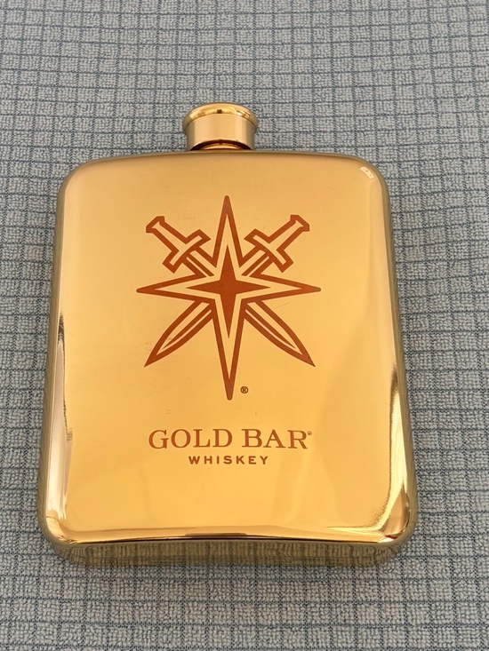 Other - Vegas Golden Knights Flask Gold Bar Whiskey Metallic VGK Hockey Swords Logo NEW